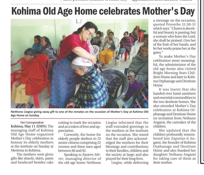 Read more about the article Kohima Old Age Home celebrates Mother’s Day
