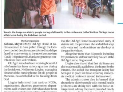 Kohima Old Age Home partially tides through the lockdown