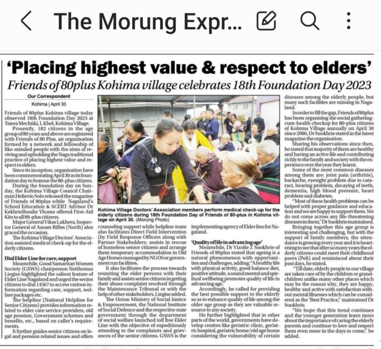 Read more about the article Placing highest value & respect to Elders 30th April 2023